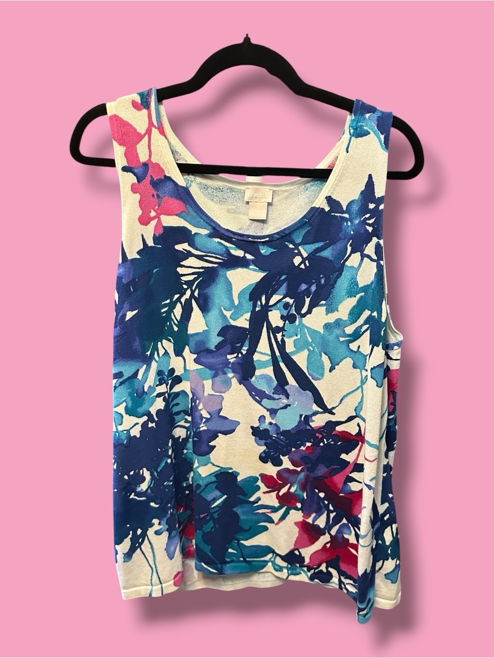 Chico's Blue, Teal & Pink Floral Tank Top